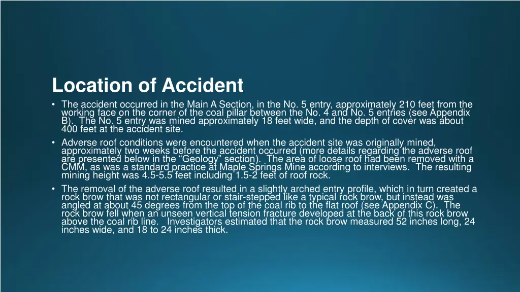 location of accident the accident occurred