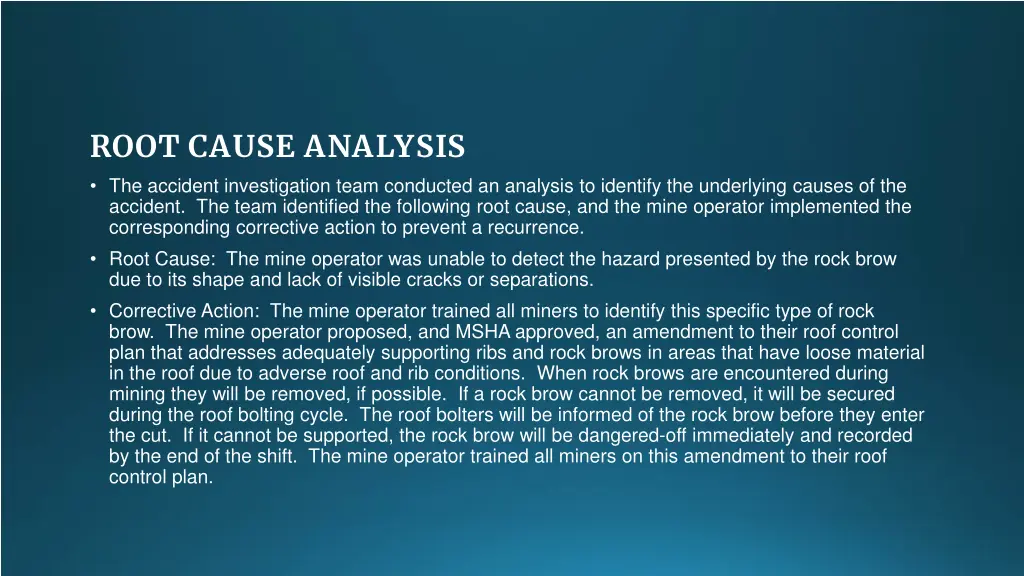 root cause analysis the accident investigation