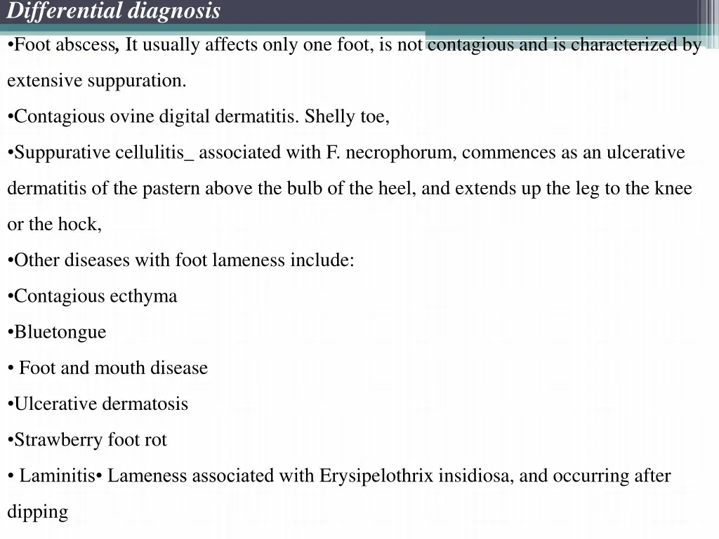 differential diagnosis foot abscess it usually