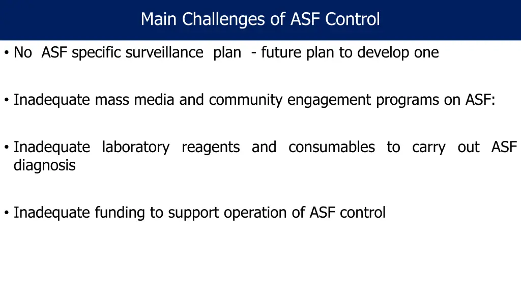 main challenges of asf control