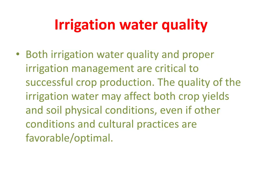 irrigation water quality