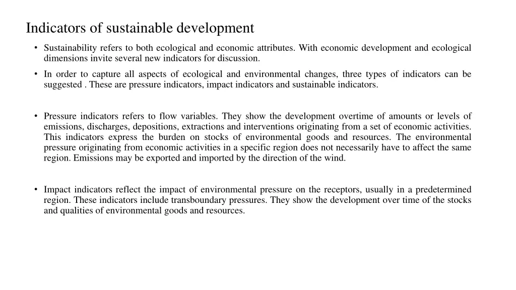 indicators of sustainable development