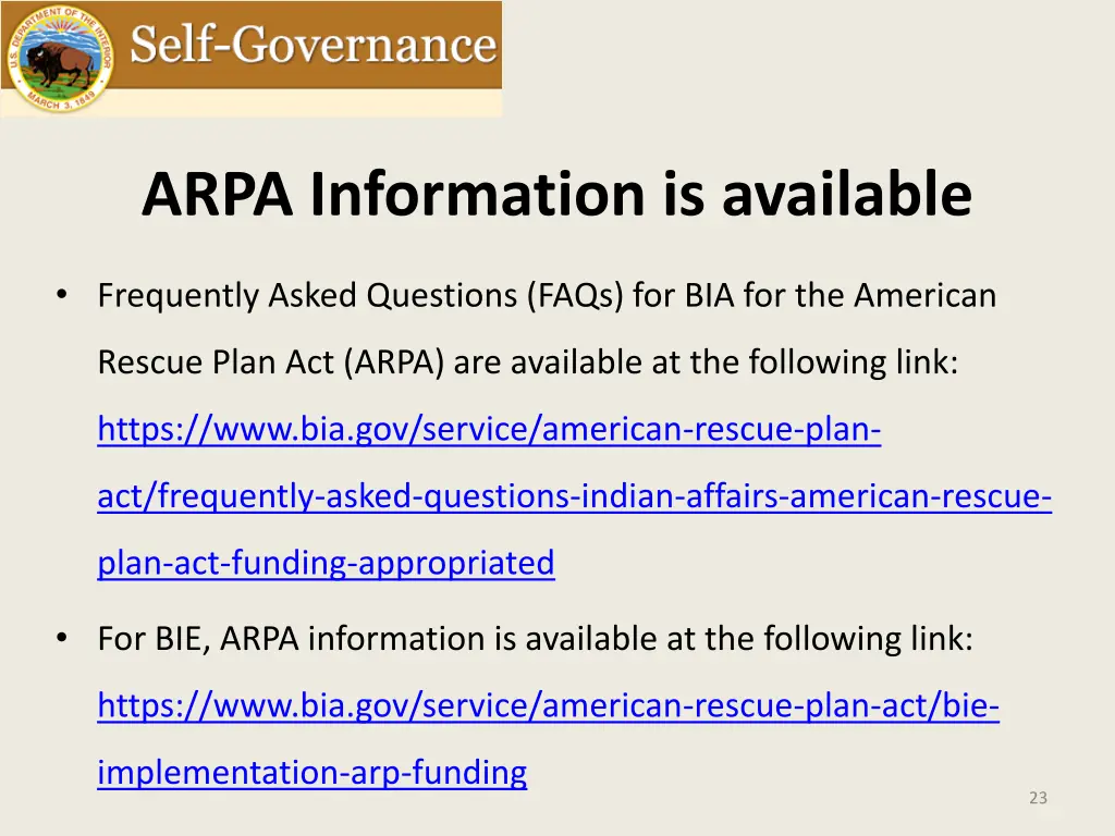 arpa information is available