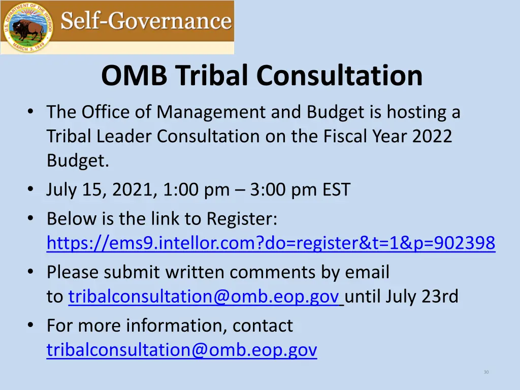 omb tribal consultation the office of management
