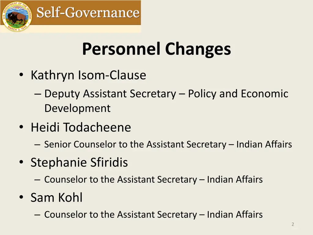 personnel changes