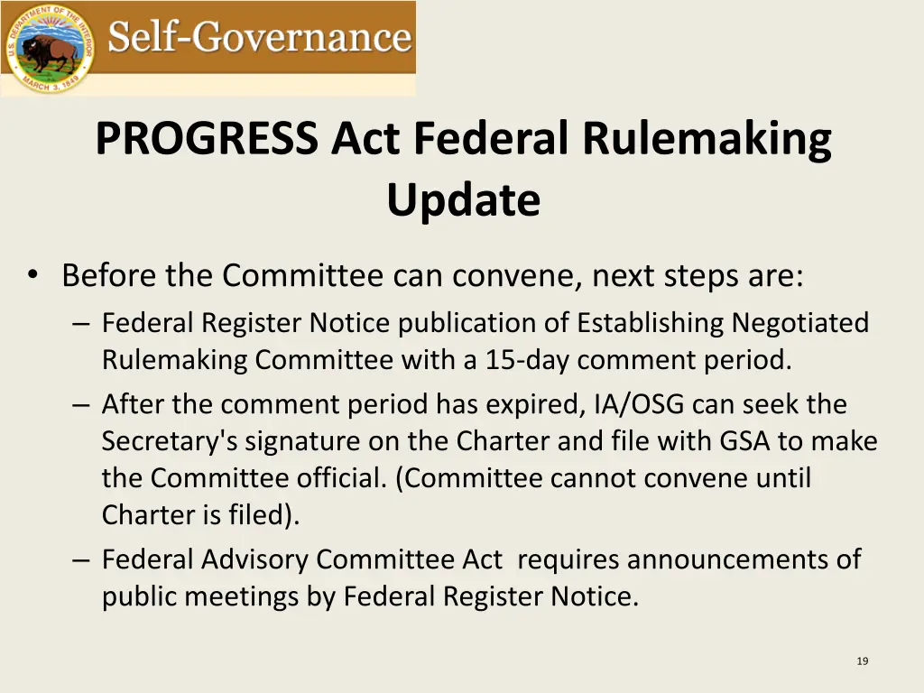 progress act federal rulemaking update