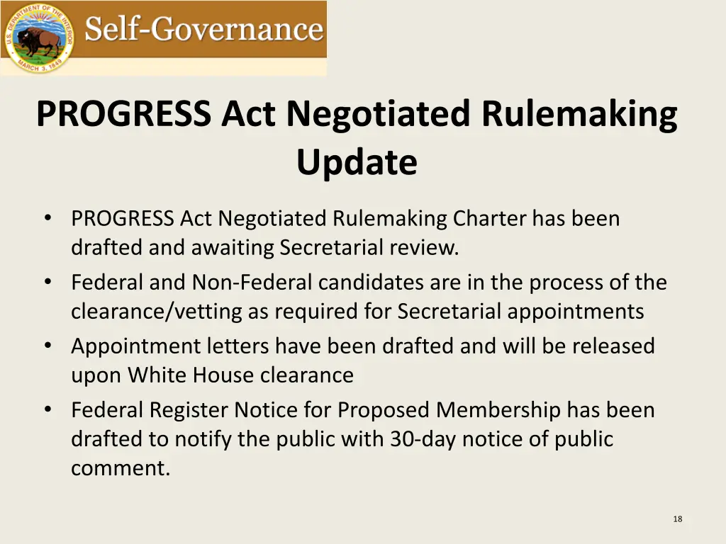 progress act negotiated rulemaking update