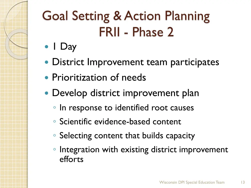 goal setting action planning frii phase