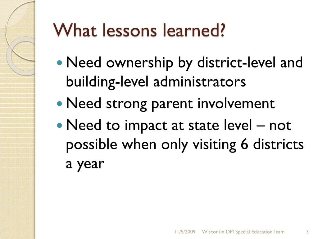 what lessons learned