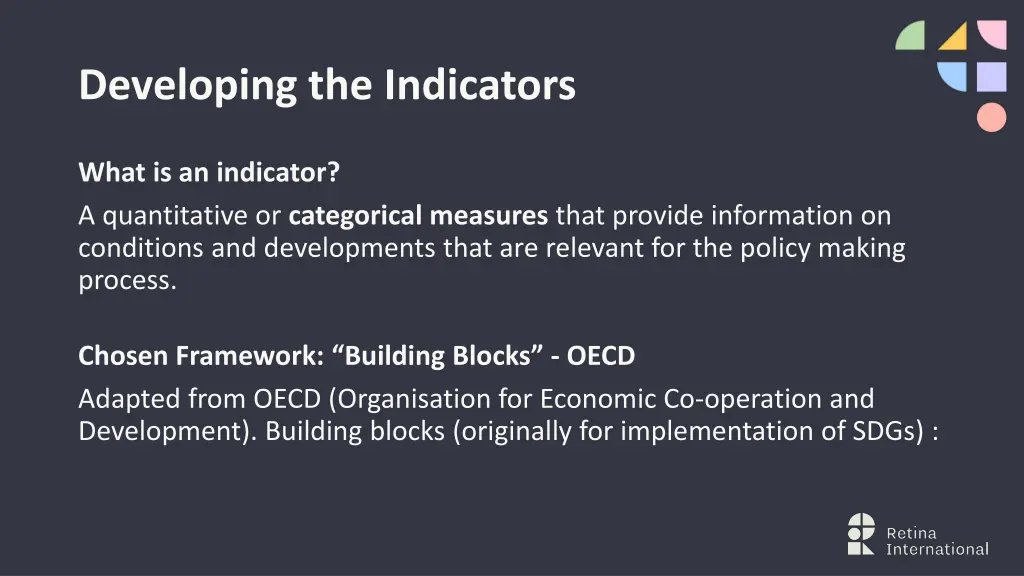 developing the indicators