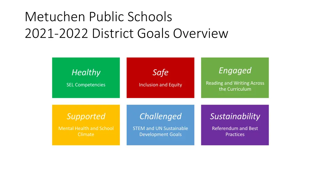 metuchen public schools 2021 2022 district goals