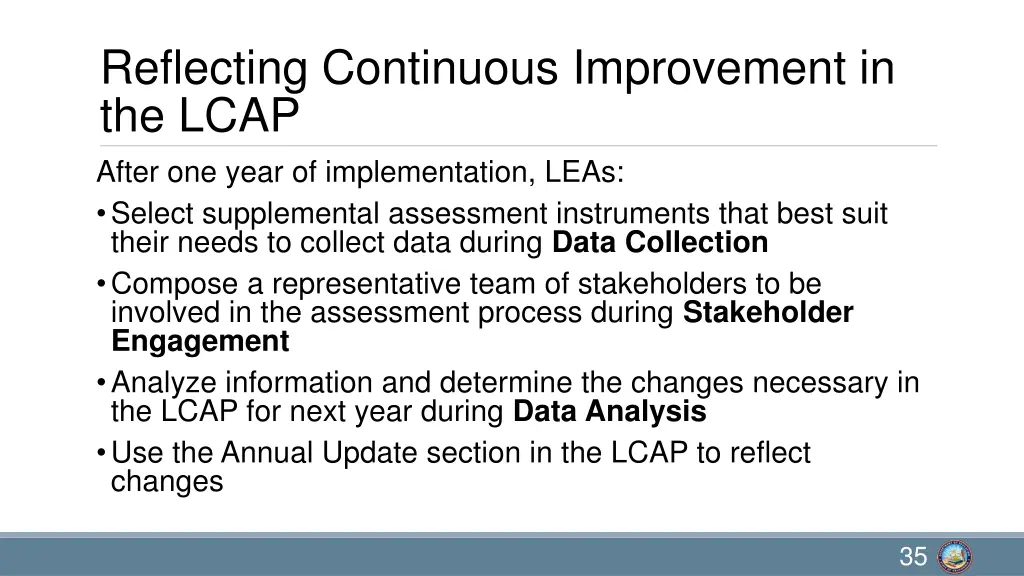 reflecting continuous improvement in the lcap