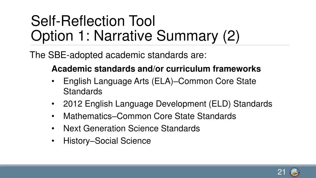 self reflection tool option 1 narrative summary 2