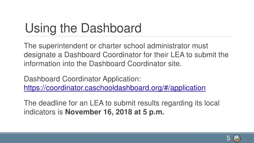 using the dashboard