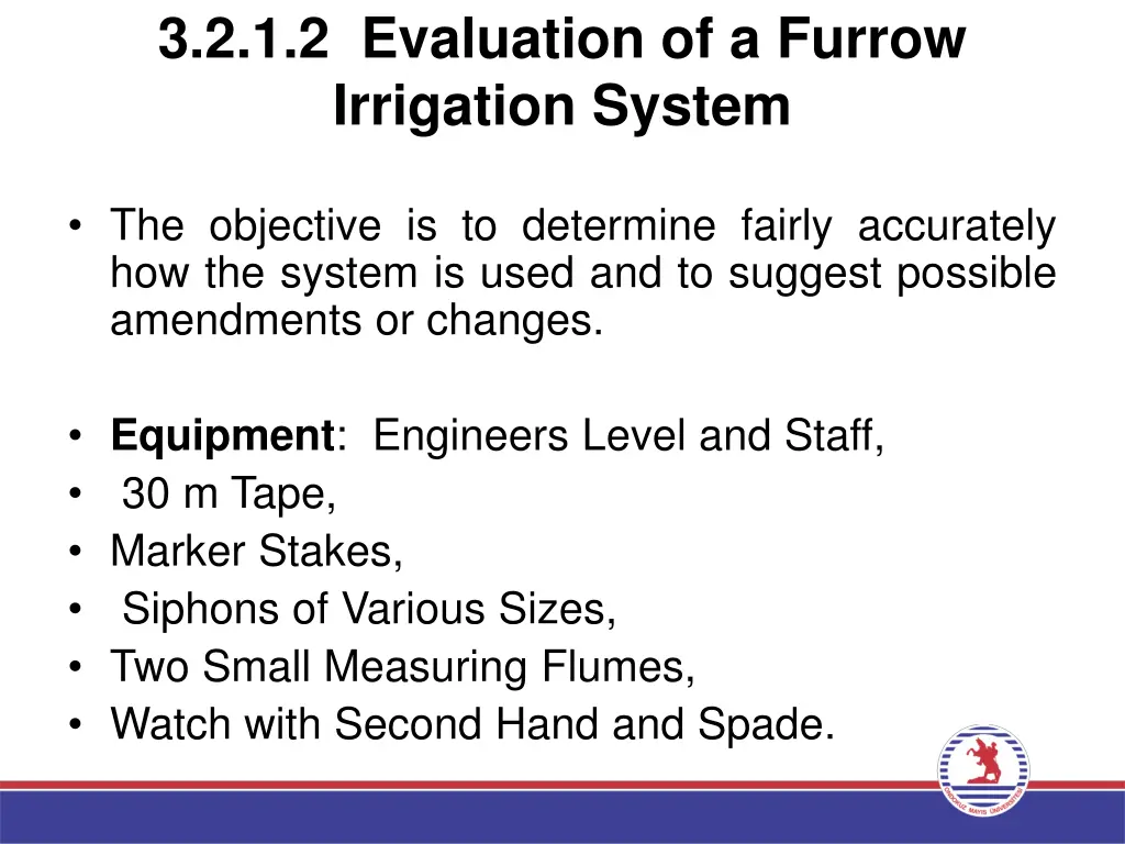 3 2 1 2 evaluation of a furrow irrigation system