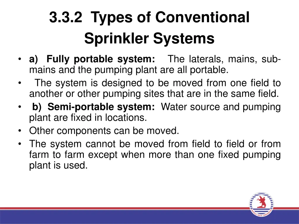 3 3 2 types of conventional sprinkler systems