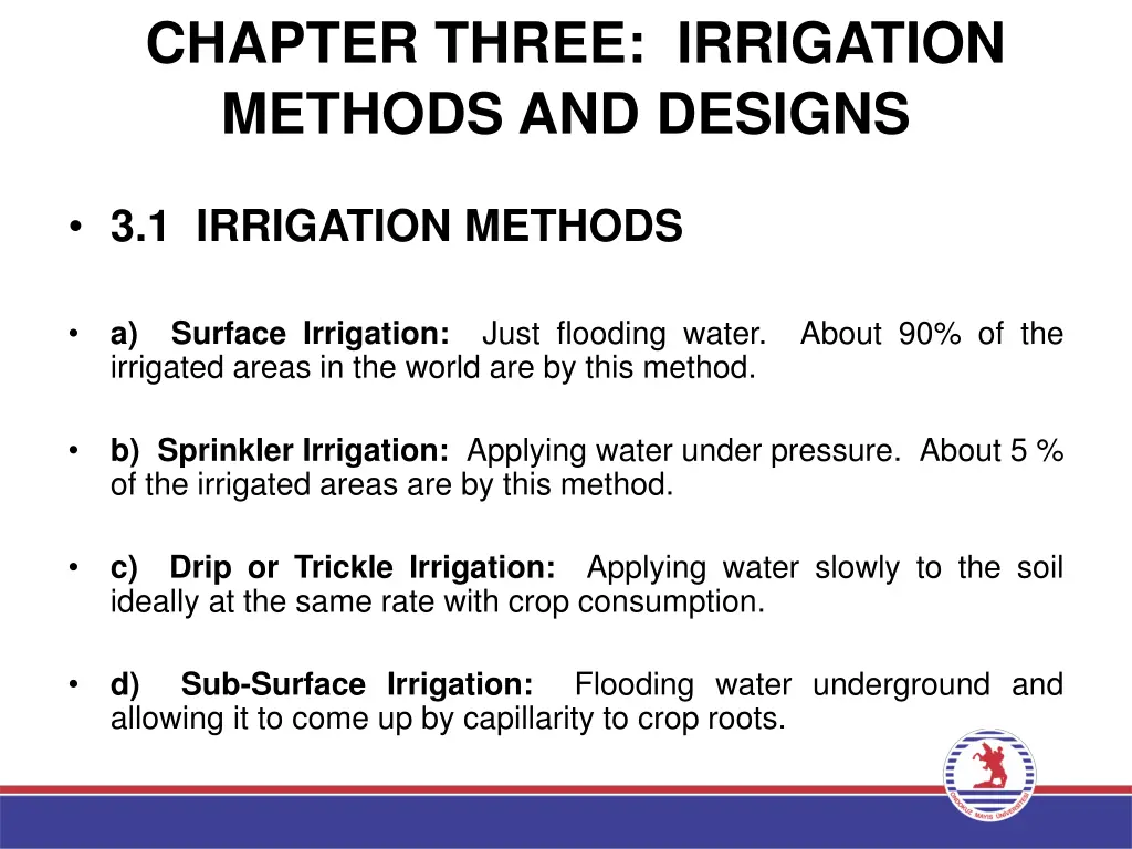 chapter three irrigation methods and designs