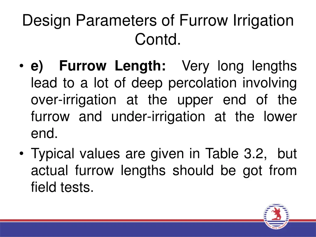 design parameters of furrow irrigation contd 3