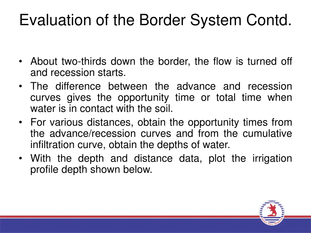 evaluation of the border system contd