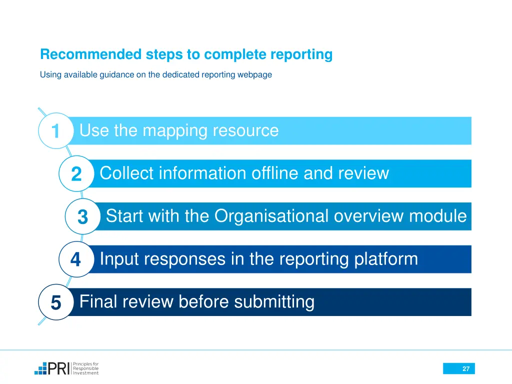 recommended steps to complete reporting