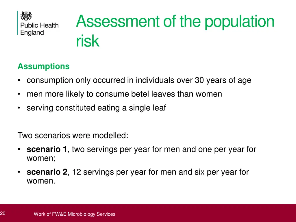 assessment of the population risk