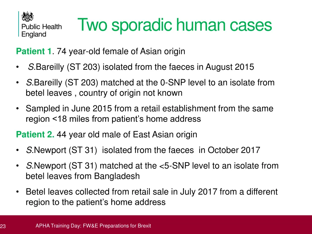 two sporadic human cases