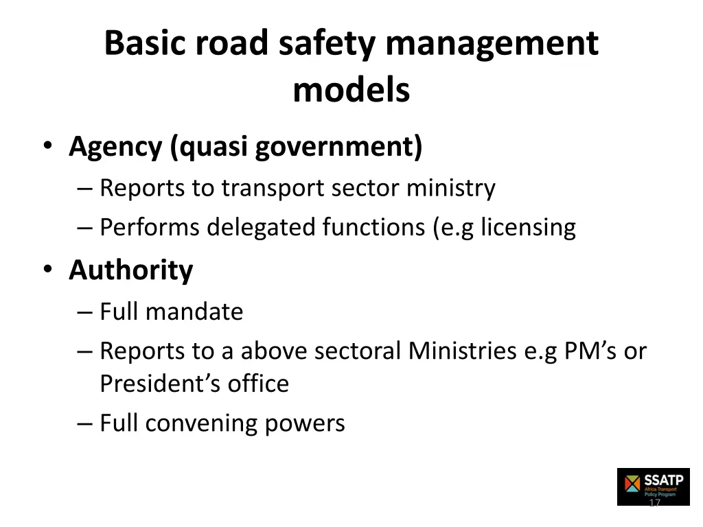 basic road safety management models 1