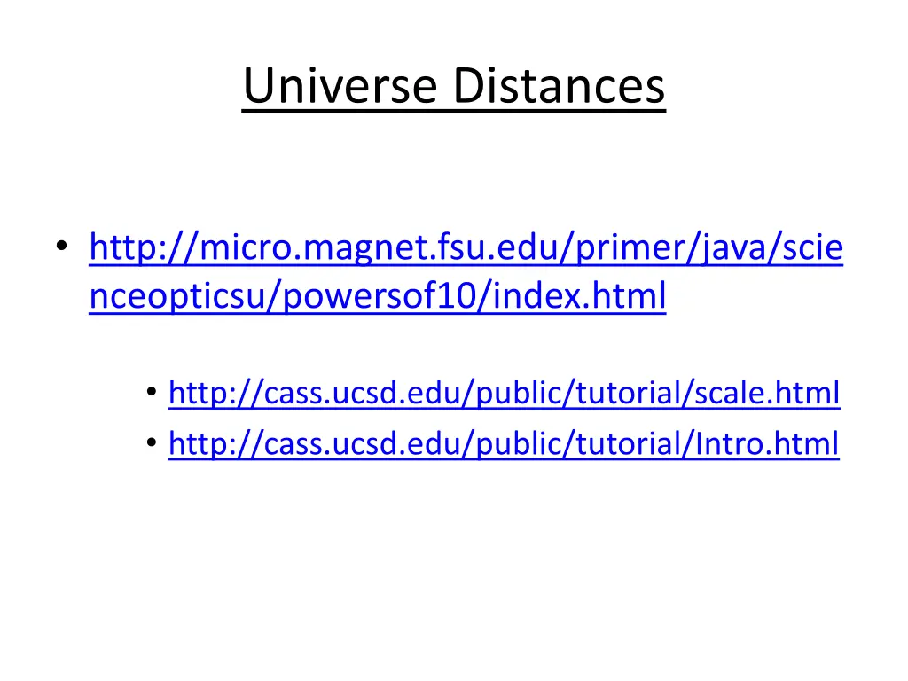 universe distances