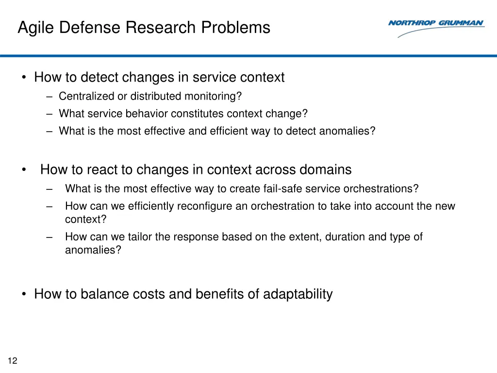 agile defense research problems