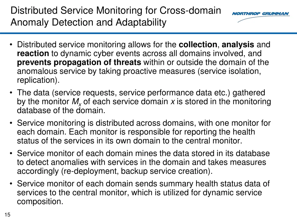 distributed service monitoring for cross domain 1