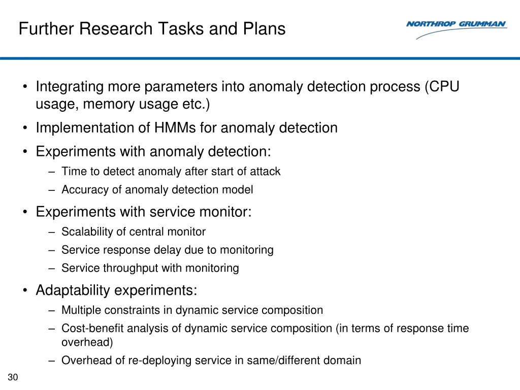 further research tasks and plans