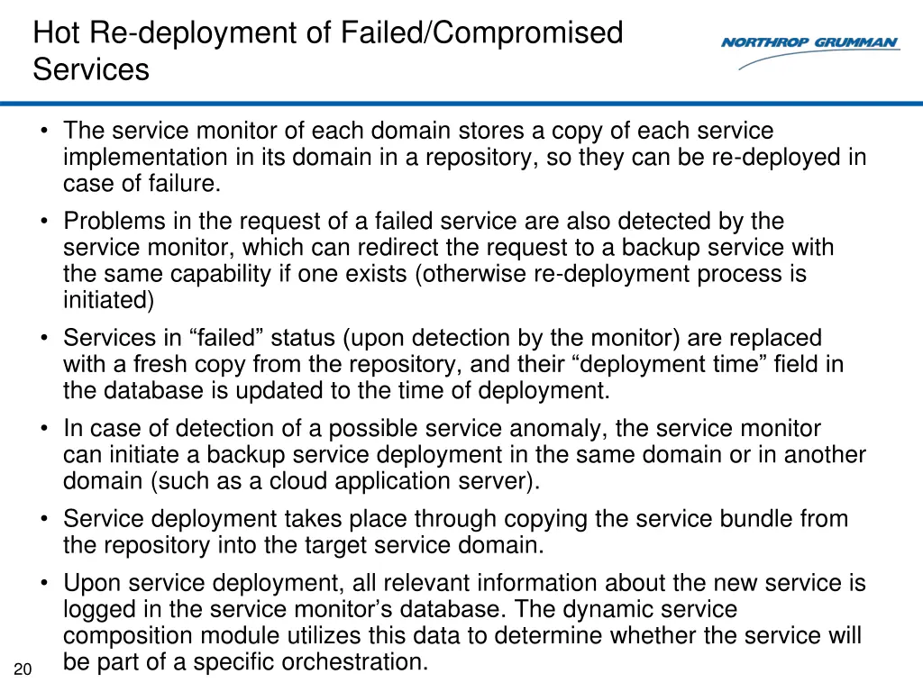 hot re deployment of failed compromised services