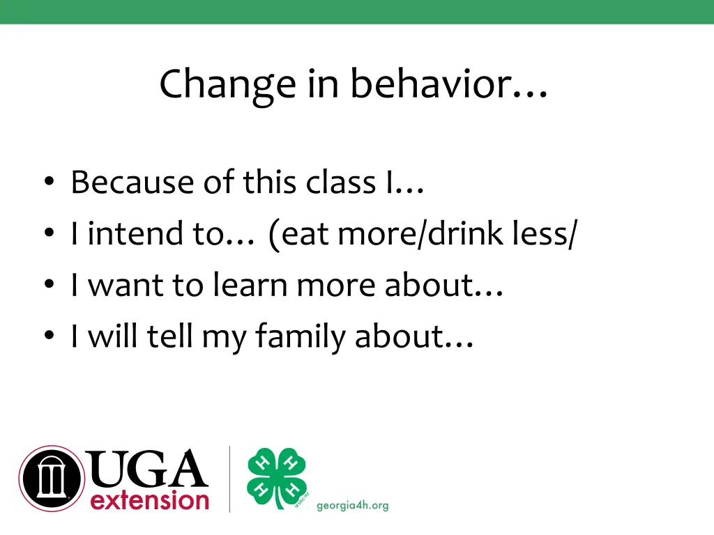 change in behavior