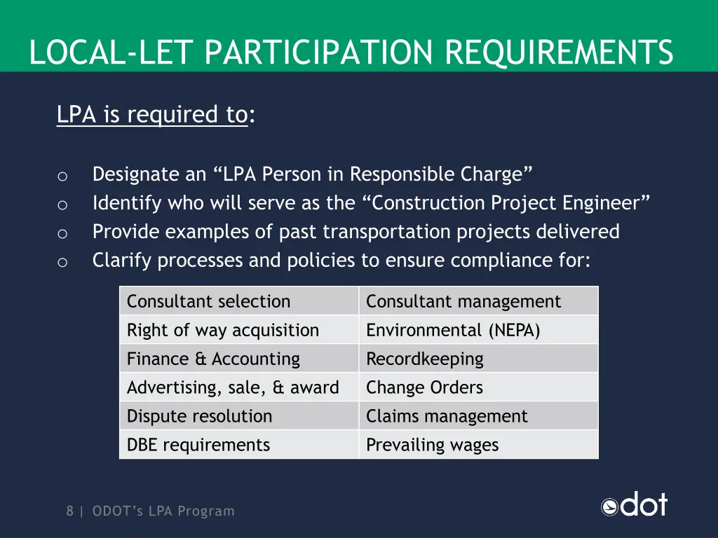 local let participation requirements 1