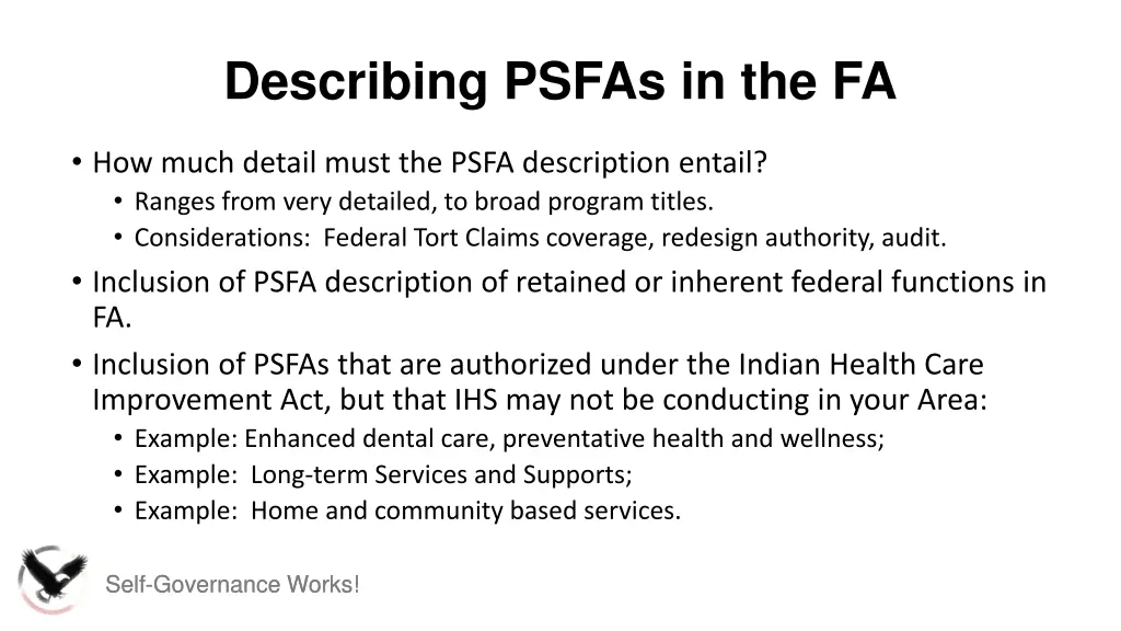 describing psfas in the fa