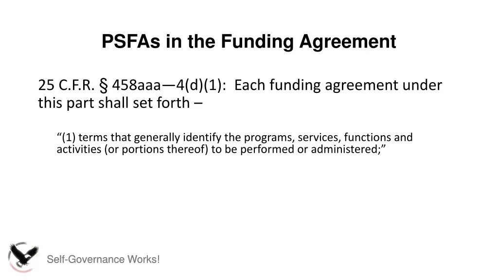 psfas in the funding agreement 1