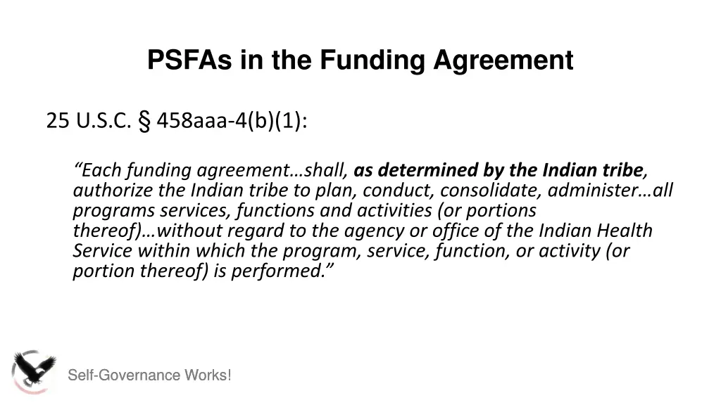 psfas in the funding agreement