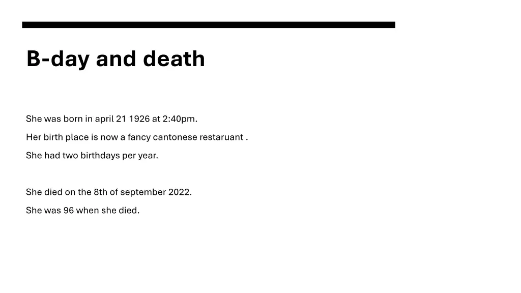 b day and death