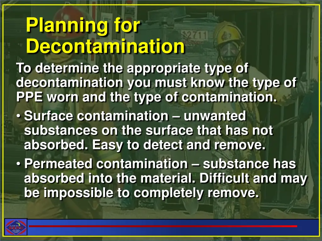 planning for decontamination to determine