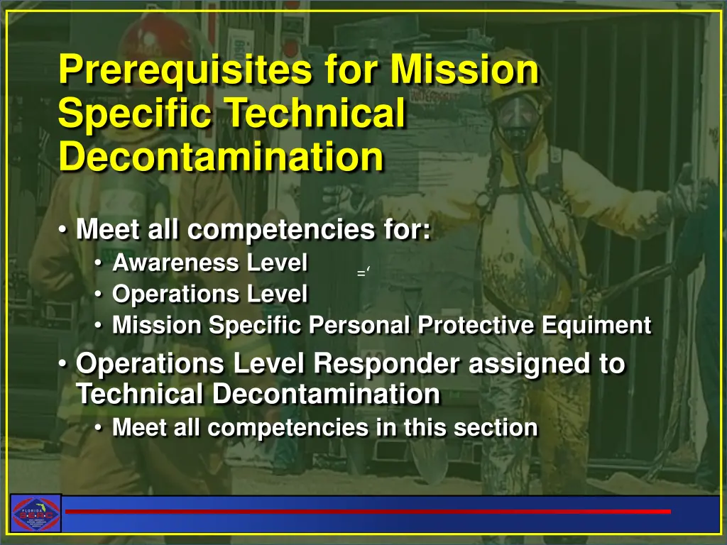 prerequisites for mission specific technical