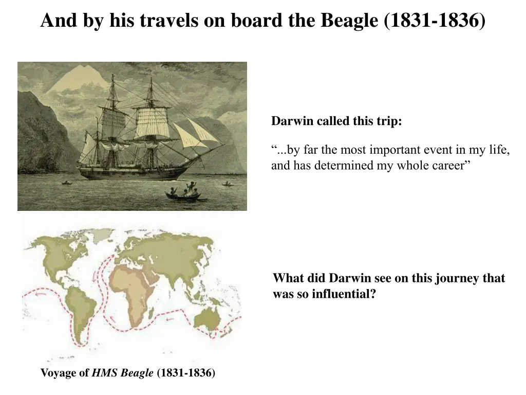 and by his travels on board the beagle 1831 1836