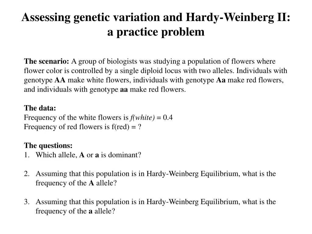 assessing genetic variation and hardy weinberg 1