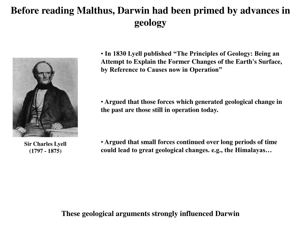 before reading malthus darwin had been primed