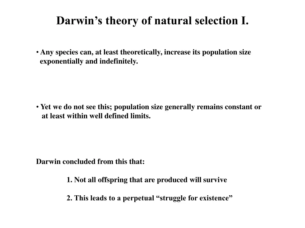 darwin s theory of natural selection i