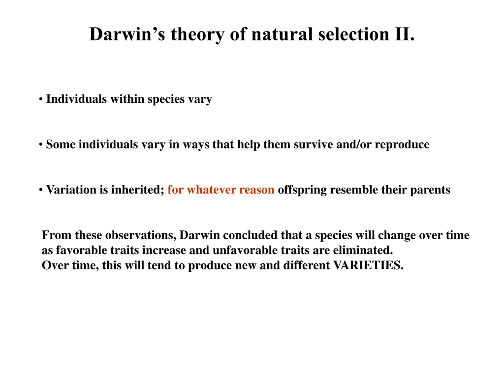 darwin s theory of natural selection ii
