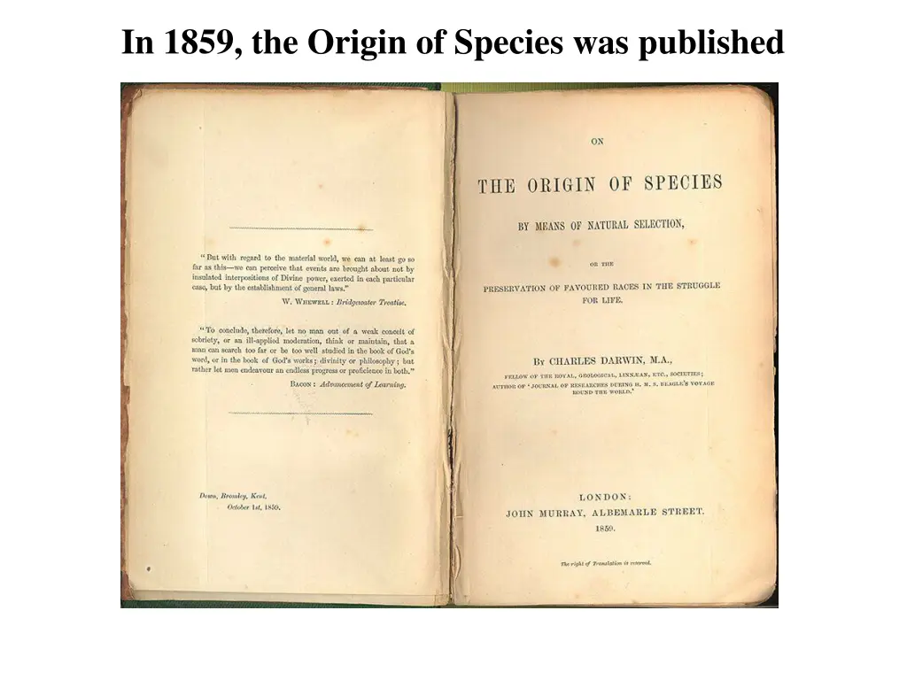 in 1859 the origin of species was published