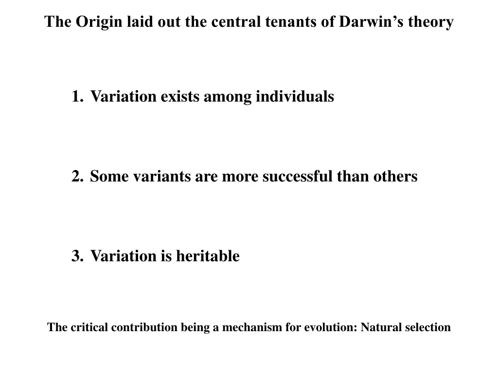 the origin laid out the central tenants of darwin