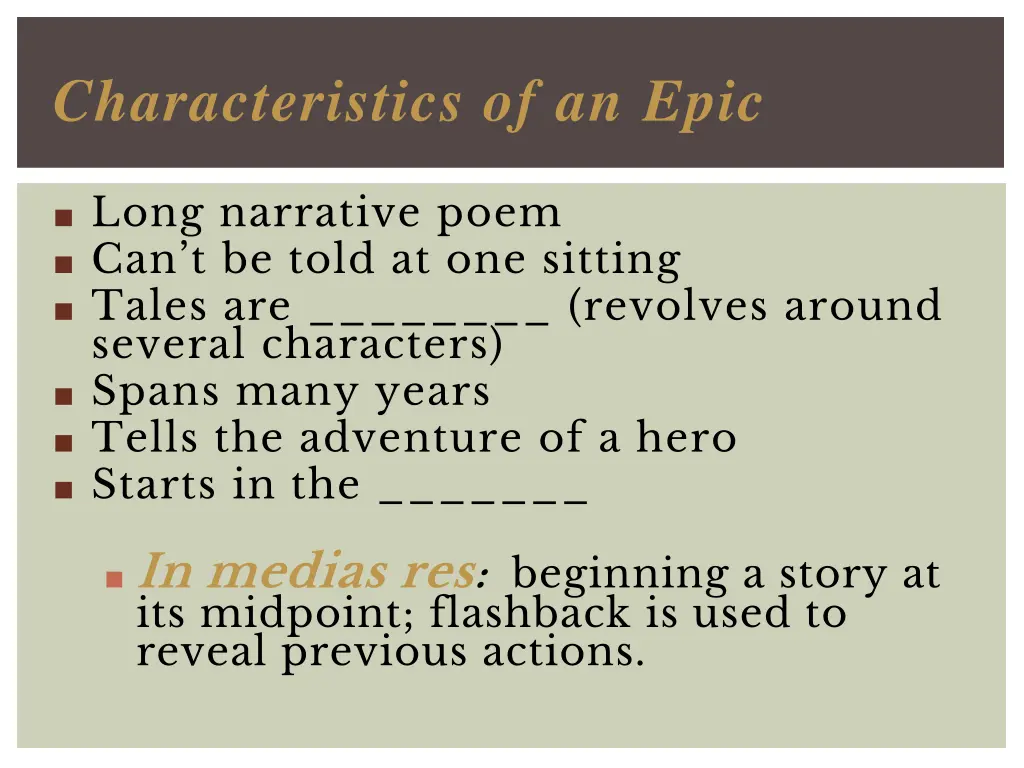 characteristics of an epic