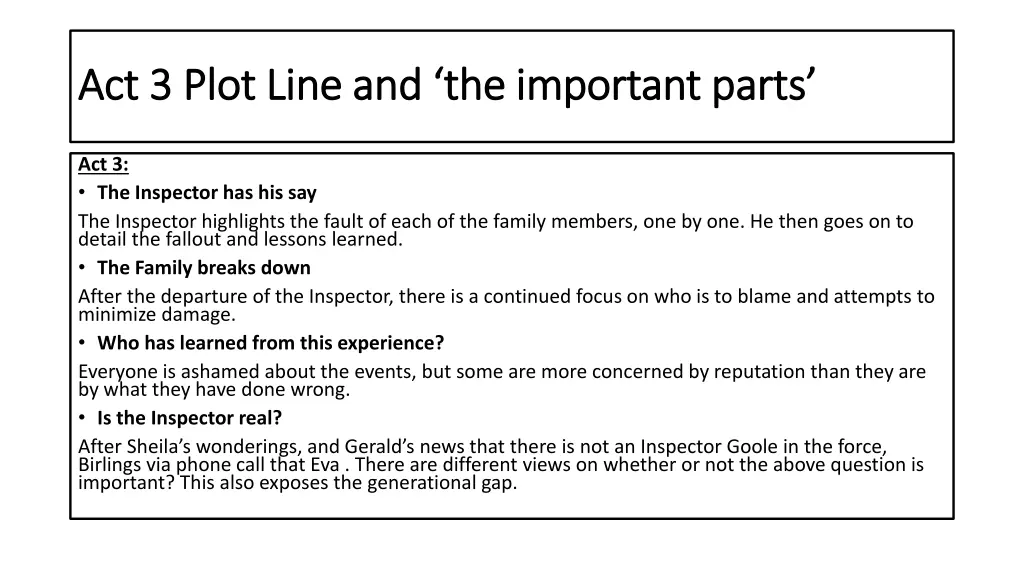 act act 3 3 plot line and the important parts 1