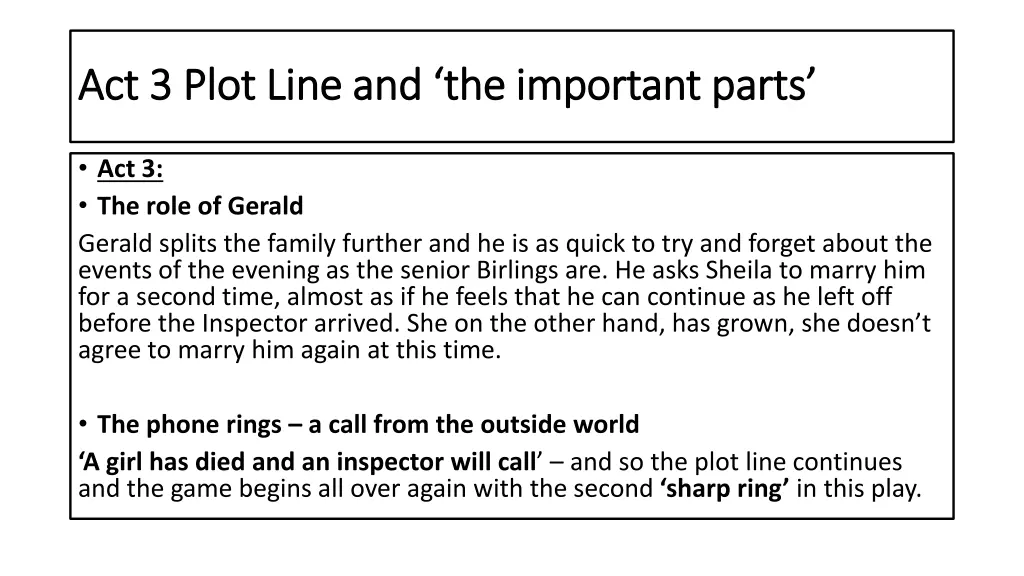 act act 3 3 plot line and the important parts 2